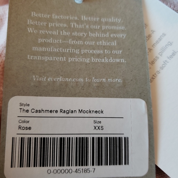 Everlane Cashmere Raglan Pullover Long Sleeve Pink Sweater Sz XXS - Picture 11 of 12